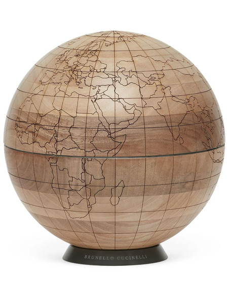  Brunello Cucinelli Engraved Wooden Globe - Neutrals 