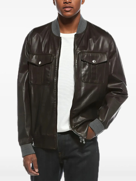  Brunello Cucinelli Flap-pocket Leather Jacket - Brown 