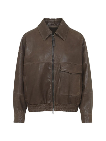  Brunello Cucinelli Flap-pocket Leather Jacket - Brown 