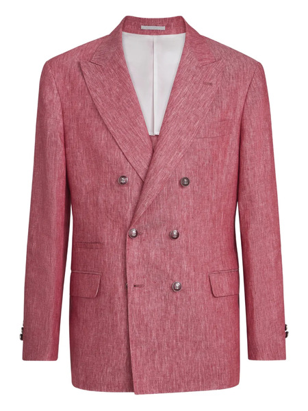  Brunello Cucinelli Flap Pockets Denim Buttons Blazer - Red 