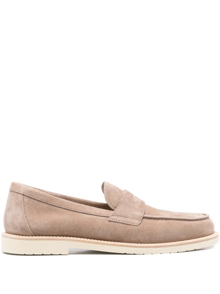  Brunello Cucinelli Flat Leather Loafers - Neutrals 