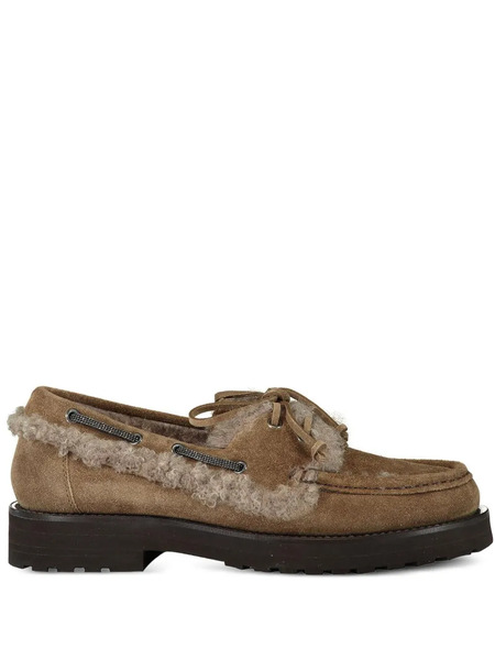  Brunello Cucinelli Fleece-trimmed Loafers - Brown 