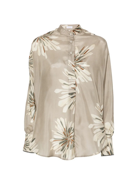  Brunello Cucinelli Floral-print Blouse - Neutrals 