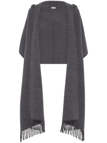  Brunello Cucinelli Fringe-trim Knitted Cape - Grey 