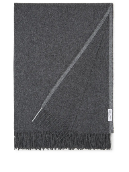  Brunello Cucinelli Fringed Cashmere Throw - Grey 