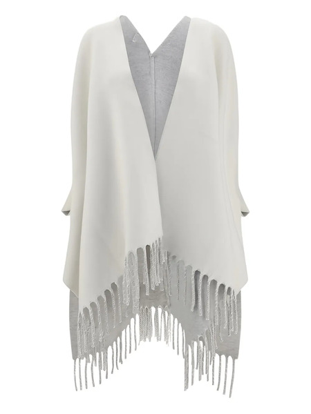  Brunello Cucinelli Fringed Poncho - White 