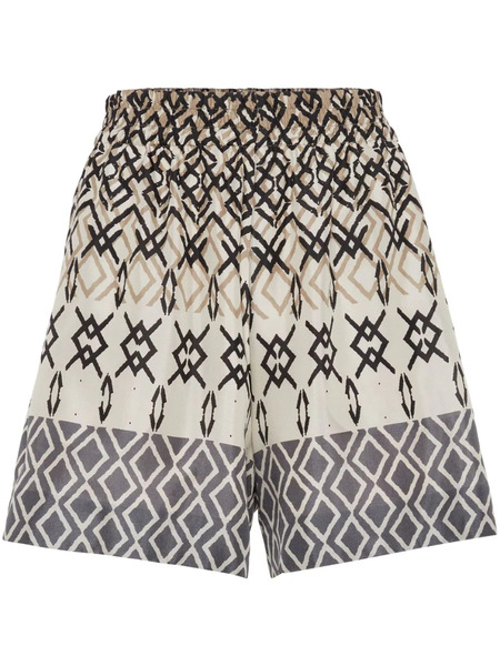  Brunello Cucinelli Geometric-pattern Silk Shorts - Brown 