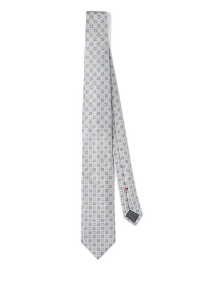  Brunello Cucinelli Geometric-patterned Silk Tie - Grey 