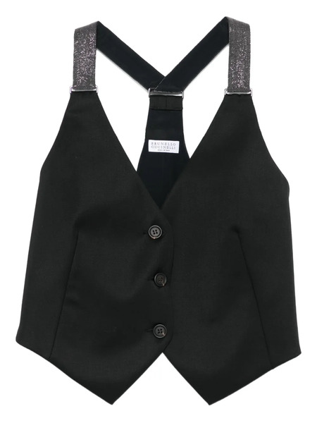  Brunello Cucinelli Glitter-strap Buttoned Waistcoat - Black 