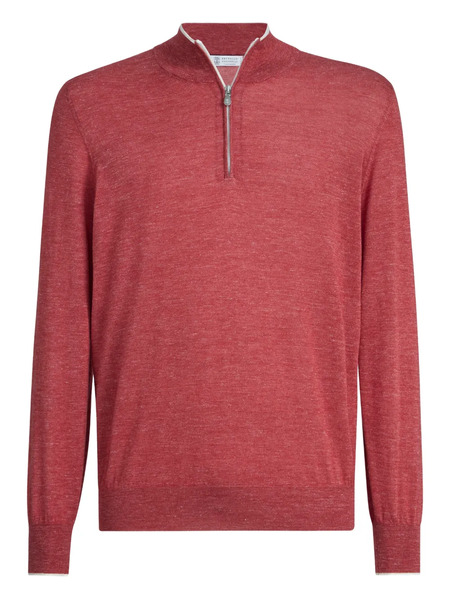  Brunello Cucinelli Half-zip Long-sleeve Sweater - Red 