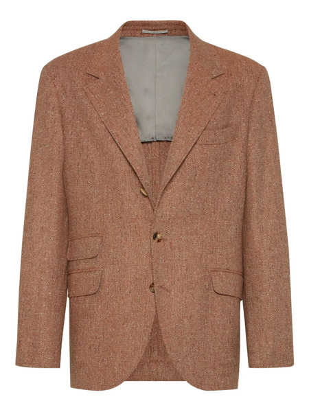  Brunello Cucinelli Herringbone-pattern Single-breasted Blazer - Brown 