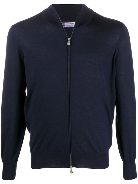  Brunello Cucinelli High-neck Zip-through Sweater - Blue 