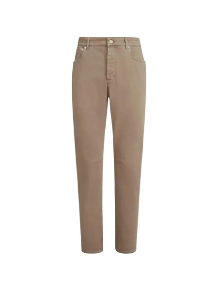  Brunello Cucinelli Iconic Fit Embroidered-logo Trousers - Neutrals 