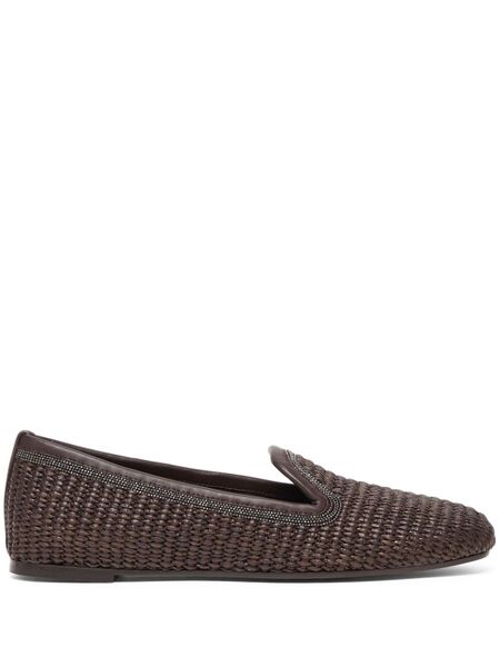 Brunello Cucinelli Interwoven-design Slippers - Brown 