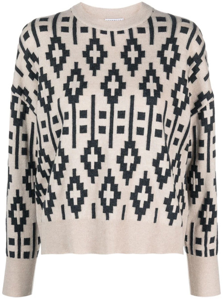  Brunello Cucinelli Jacquard Virgin Wool-blend Jumper - Neutrals 