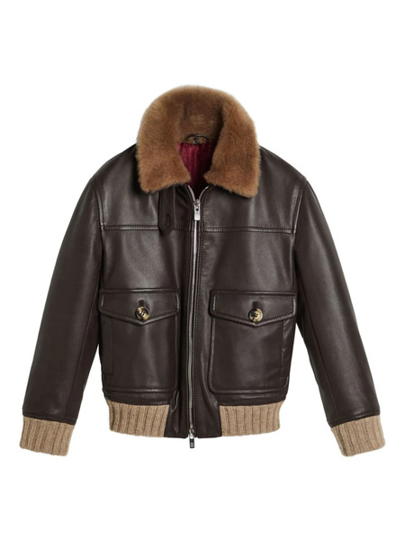  Brunello Cucinelli Kids Aviator Jacket - Brown 