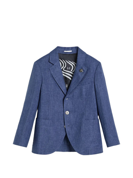  Brunello Cucinelli Kids Délave Linen Blazer - Blue 