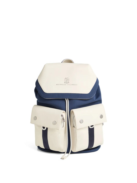  Brunello Cucinelli Kids Double-pocket Drawstring Backpack - Blue 