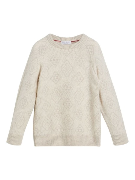  Brunello Cucinelli Kids Patterned Intarsia-knit Jumper - Neutrals 