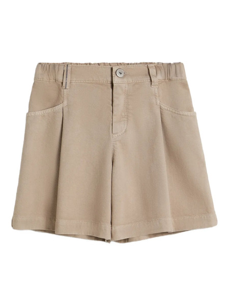  Brunello Cucinelli Kids Pleated Denim Shorts - Neutrals 