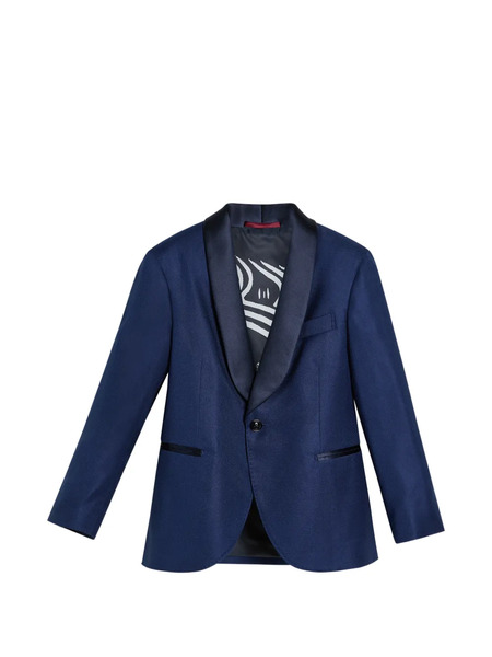  Brunello Cucinelli Kids Silk Diagonal Tuxedo Jacket - Blue 