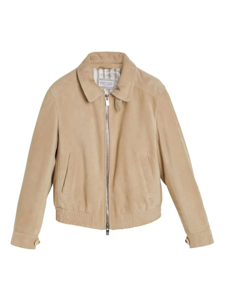  Brunello Cucinelli Kids Suede Lightweight Jacket - Neutrals 