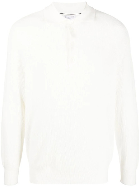  Brunello Cucinelli Knitted Polo Jumper - White 