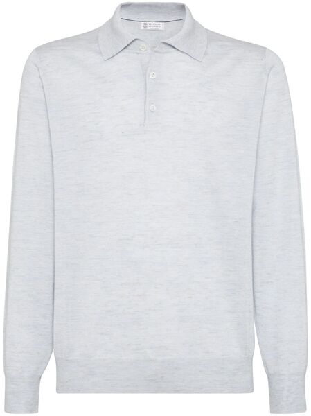  Brunello Cucinelli Knitted Polo Shirt - Grey 