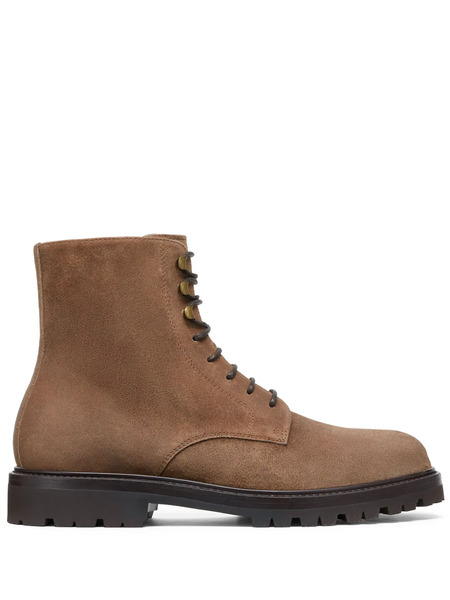  Brunello Cucinelli Lace-up Suede Ankle Boots - Brown 