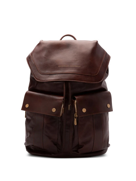  Brunello Cucinelli Leather Backpack - Brown 