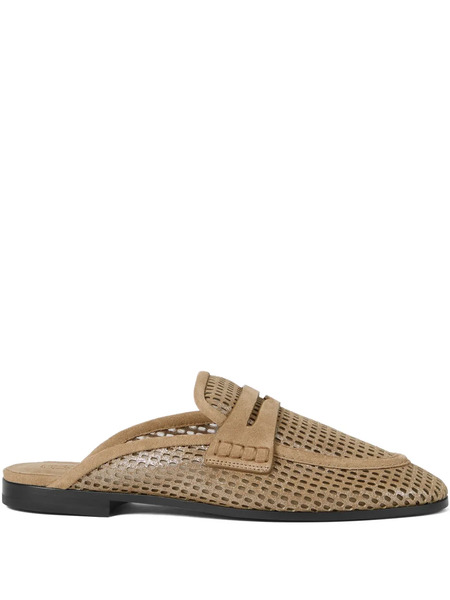  Brunello Cucinelli Leather Flat Mules - Neutrals 