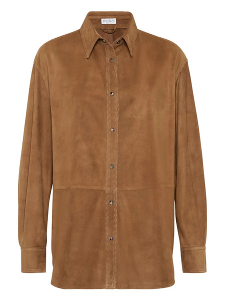  Brunello Cucinelli Leather Shirt - Brown 