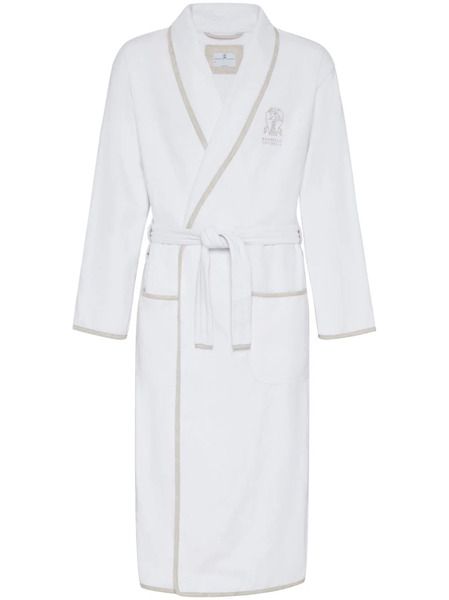  Brunello Cucinelli Logo-embroidered Bath Robe - White 