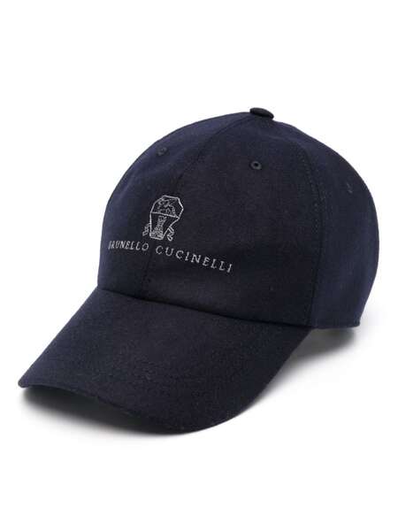  Brunello Cucinelli Logo-embroidered Flannel Cap - Blue 