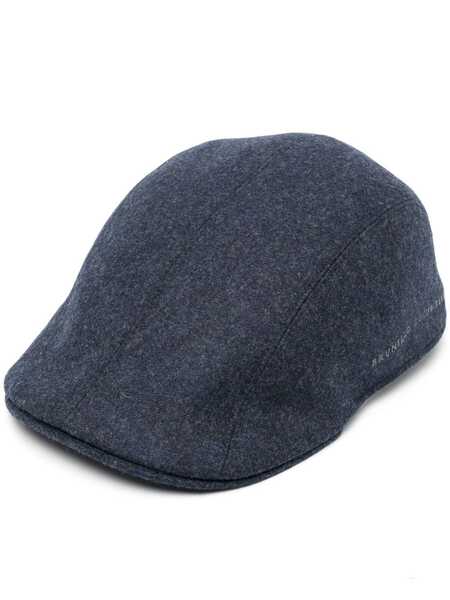  Brunello Cucinelli Logo-embroidered Flat Cap - Blue 