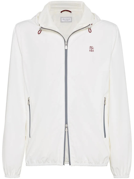  Brunello Cucinelli Logo Embroidered Waterproof Jacket - White 