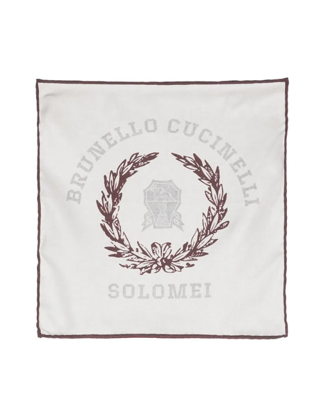  Brunello Cucinelli Logo-print Silk Scarf - Neutrals 