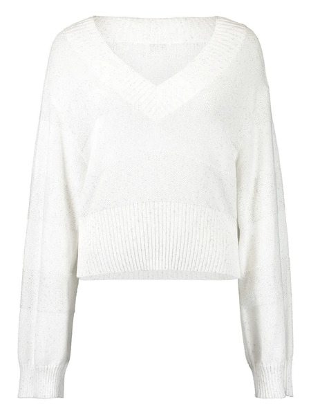  Brunello Cucinelli Long-sleeve V-neck Sweater - White 