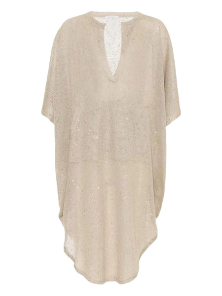  Brunello Cucinelli Metallic-threading Tunic - Neutrals 