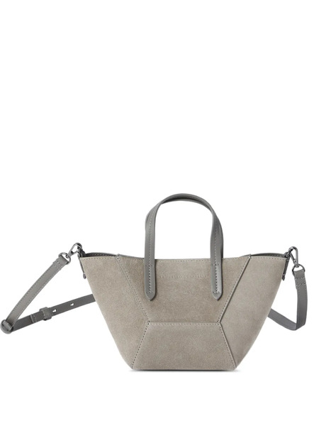  Brunello Cucinelli Mini Embossed-logo Tote Bag - Grey 