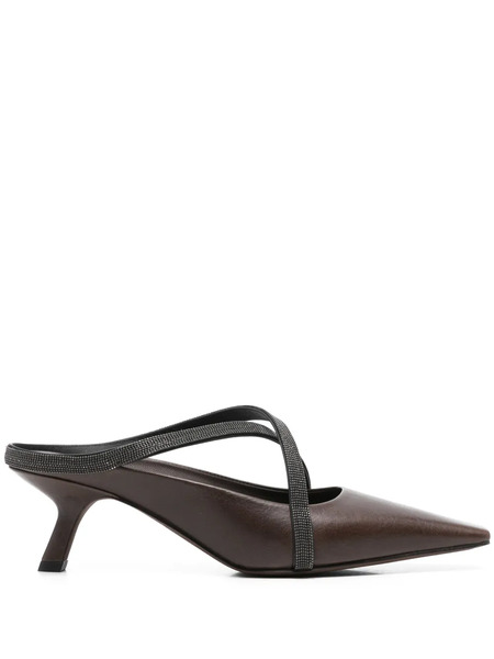  Brunello Cucinelli 60mm Monili-strap Mules - Brown 