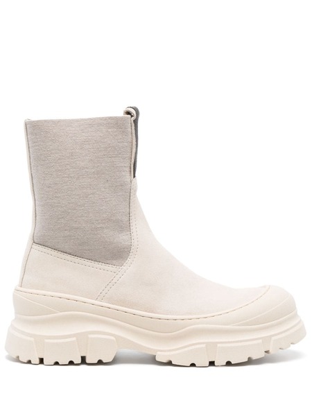  Brunello Cucinelli Monili-bead Panelled Ankle Boots - Neutrals 