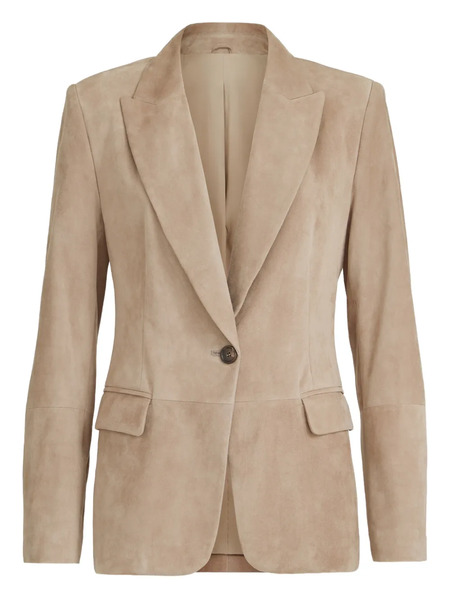  Brunello Cucinelli Monili-detail Suede Blazer - Neutrals 