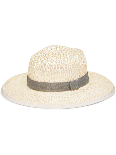  Brunello Cucinelli Monili-embellished Fedora Hat - Neutrals 