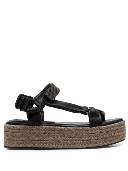  Brunello Cucinelli Monili-embellished Platform Espadrilles - Black 