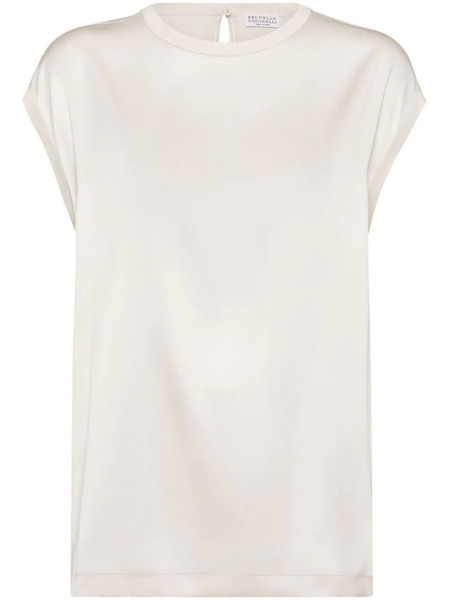  Brunello Cucinelli Monili-embellished Satin Top - Neutrals 