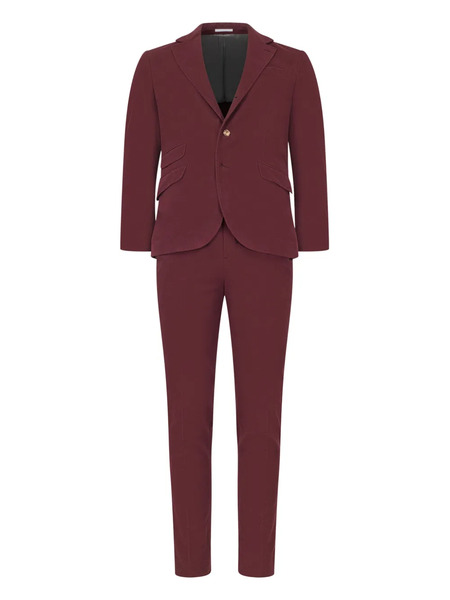  Brunello Cucinelli Notched Pleated Suit - Red 