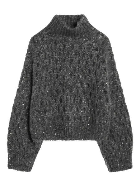  Brunello Cucinelli Open-knit Turtleneck Sweater - Grey 
