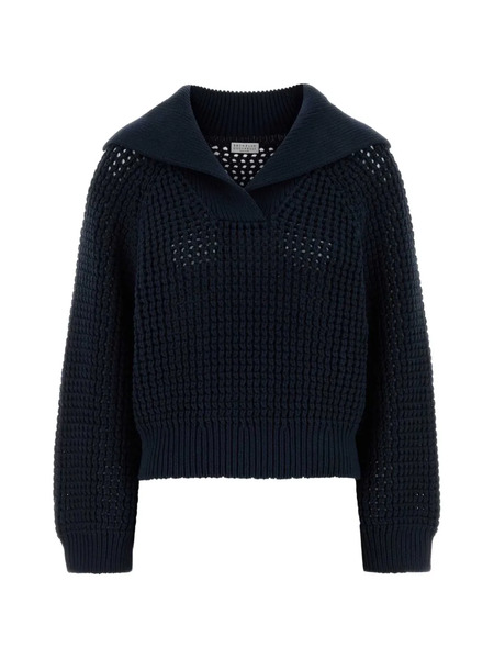  Brunello Cucinelli Open-stitch Sweater - Blue 
