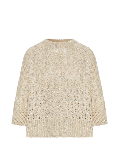  Brunello Cucinelli Open-work Sequin Sweater - Neutrals 